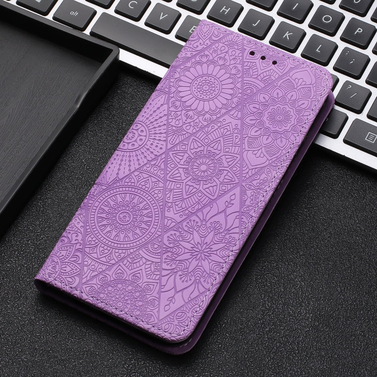 For Samsung Galaxy S25 5G Ethnic Embossed Adsorption Leather Phone Case(Purple) - Galaxy S25 5G Cases by PMC Jewellery | Online Shopping South Africa | PMC Jewellery | Buy Now Pay Later Mobicred