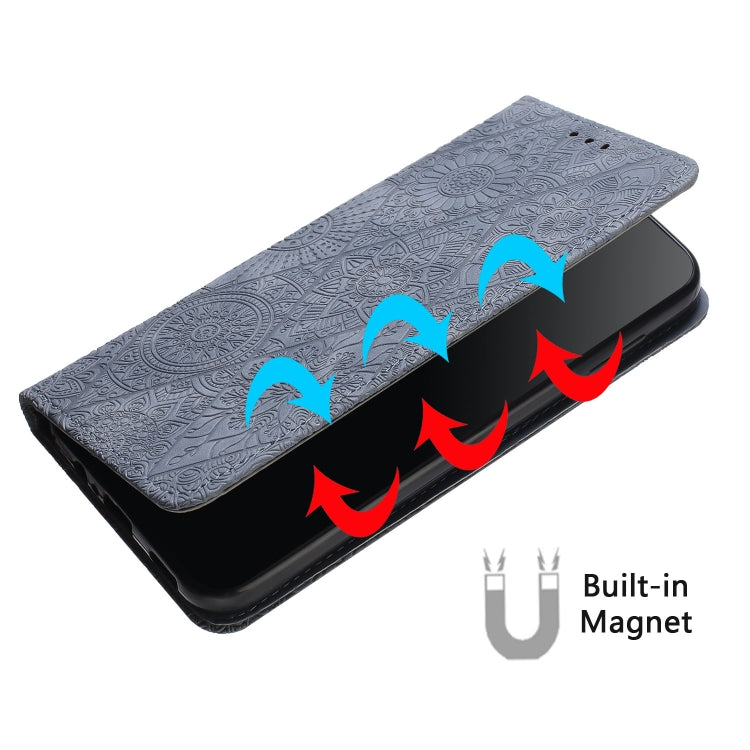 For Samsung Galaxy S25 5G Ethnic Embossed Adsorption Leather Phone Case(Grey) - Galaxy S25 5G Cases by PMC Jewellery | Online Shopping South Africa | PMC Jewellery | Buy Now Pay Later Mobicred