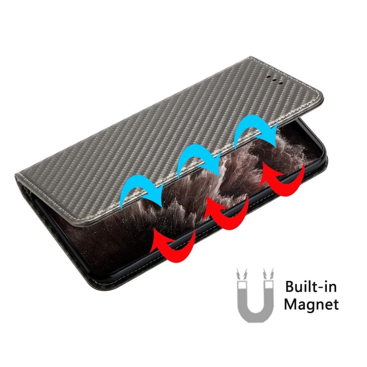 For Samsung Galaxy S25 5G Carbon Fiber Texture Magnetic Flip Leather Phone Case(Grey) - free shipping - PMC Jewellery - Order now!