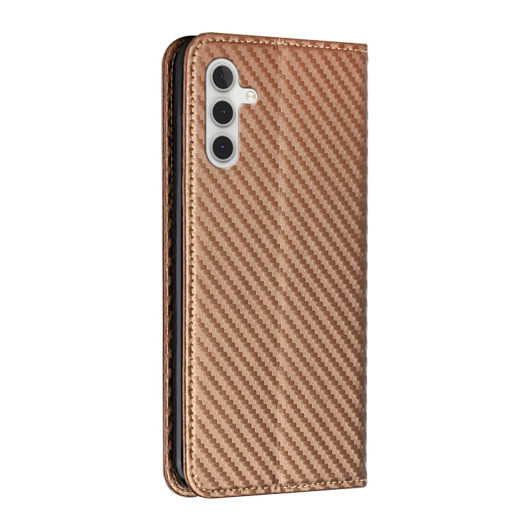 For Samsung Galaxy S25+ 5G Carbon Fiber Texture Magnetic Flip Leather Phone Case(Brown) - free shipping - PMC Jewellery - Order now!