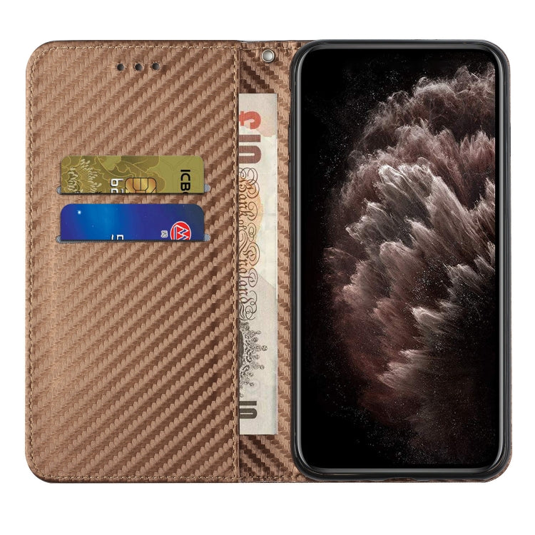 For Samsung Galaxy S25+ 5G Carbon Fiber Texture Magnetic Flip Leather Phone Case(Brown) - free shipping - PMC Jewellery - Order now!