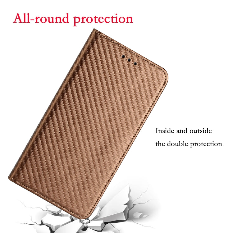 For Samsung Galaxy S25+ 5G Carbon Fiber Texture Magnetic Flip Leather Phone Case(Brown) - free shipping - PMC Jewellery - Order now!