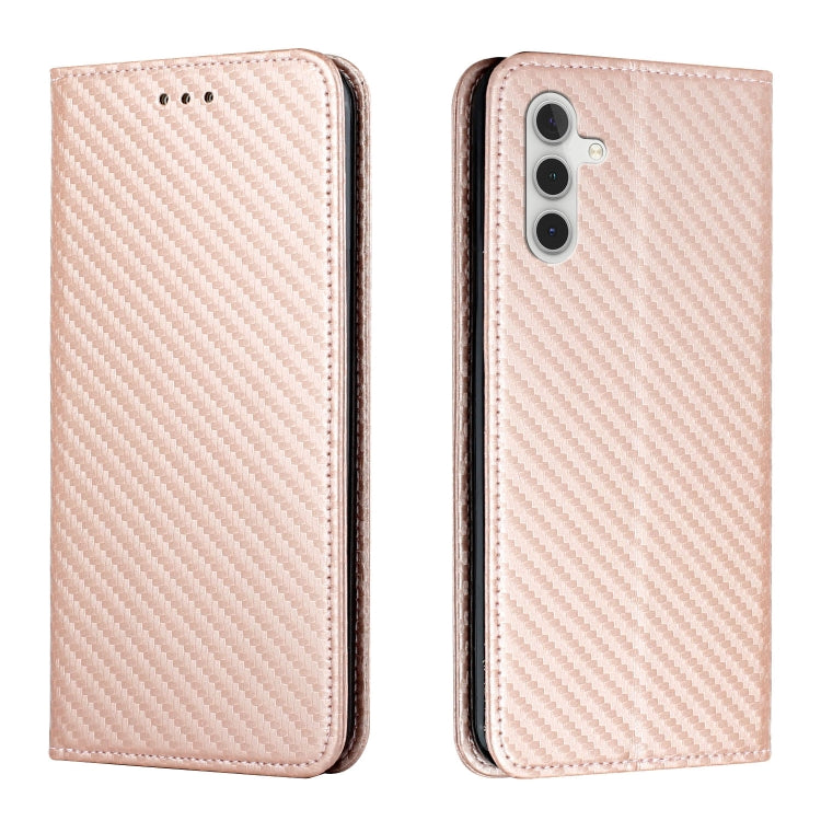 For Samsung Galaxy S25+ 5G Carbon Fiber Texture Magnetic Flip Leather Phone Case(Rose Gold) - Galaxy S25+ 5G Cases by PMC Jewellery | Online Shopping South Africa | PMC Jewellery | Buy Now Pay Later Mobicred