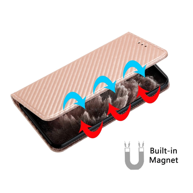 For Samsung Galaxy S25 Ultra 5G Carbon Fiber Texture Magnetic Flip Leather Phone Case(Rose Gold) - Galaxy S25 Ultra 5G Cases by PMC Jewellery | Online Shopping South Africa | PMC Jewellery | Buy Now Pay Later Mobicred