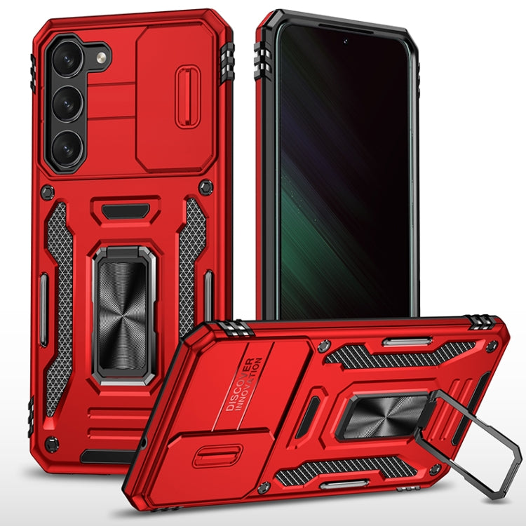 For Samsung Galaxy S25 5G Armor PC Hybrid TPU Camera Shield Phone Case(Red) - free shipping - PMC Jewellery - Order now!