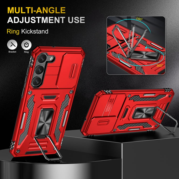 For Samsung Galaxy S25 5G Armor PC Hybrid TPU Camera Shield Phone Case(Red) - free shipping - PMC Jewellery - Order now!