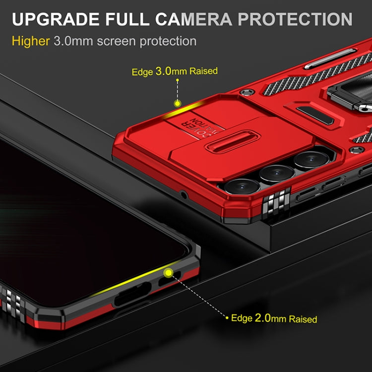 For Samsung Galaxy S25 5G Armor PC Hybrid TPU Camera Shield Phone Case(Red) - free shipping - PMC Jewellery - Order now!