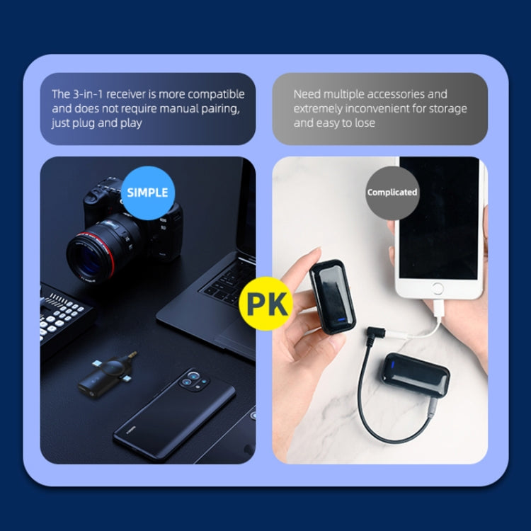 AP009 Wireless One to Two Lavalier Microphone with 3 in 1 Receiver(Black) - Microphone by PMC TechLife | Online Shopping South Africa | PMC TechLife | Buy Now Pay Later Mobicred