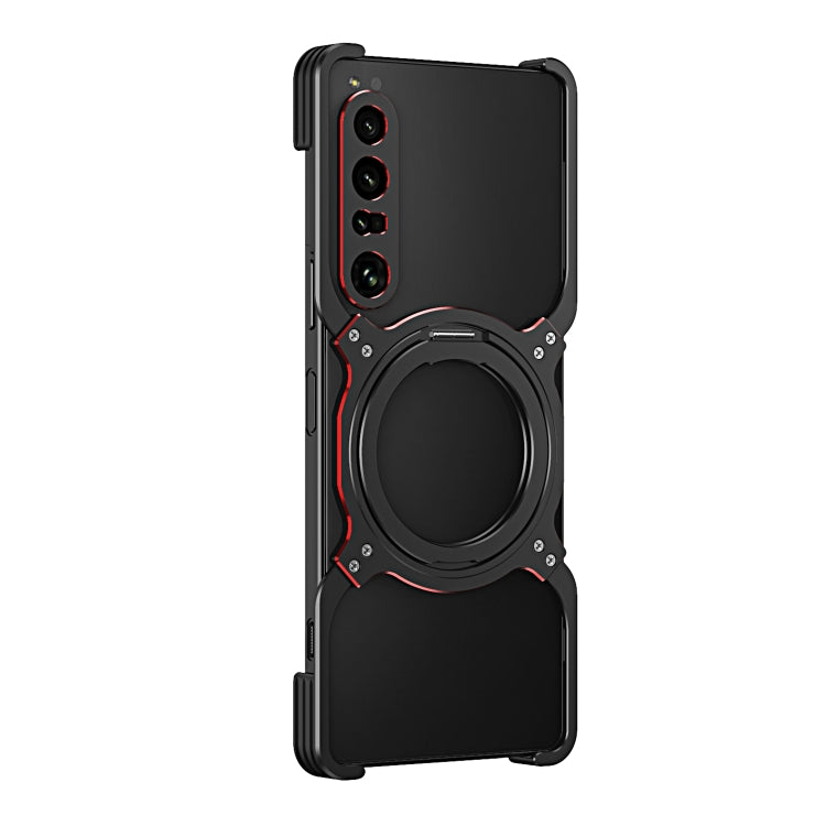 For Sony Xperia 1 IV Mechanical Arm Borderless MagSafe Holder Metal Phone Case(Black Red) - Sony Cases by PMC TechLife | Online Shopping South Africa | PMC TechLife | Buy Now Pay Later Mobicred