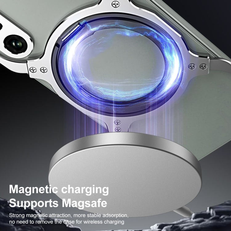For Sony Xperia 1 IV Mechanical Arm Borderless MagSafe Holder Metal Phone Case(Black Silver) - Sony Cases by PMC TechLife | Online Shopping South Africa | PMC TechLife | Buy Now Pay Later Mobicred