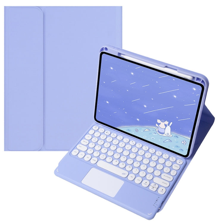 For Infinix Xpad 11 inch Candy Color Round Keys Bluetooth Keyboard Leather Case with Touchpad(Light Purple) - free shipping - PMC Jewellery - Order now!