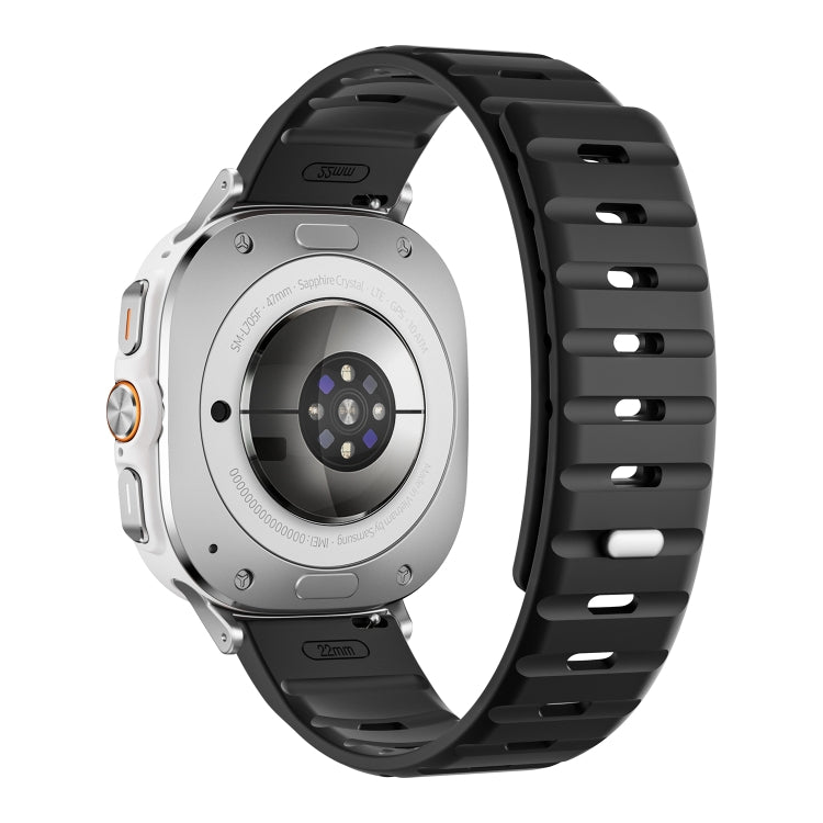 For Samsung Galaxy Watch Ultra 47mm / Ultra 2025 Magnetic Silicone Watch Band(Black+Silver) - free shipping - PMC TechLife - Order now!