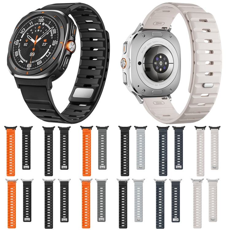 For Samsung Galaxy Watch Ultra 47mm Magnetic Silicone Watch Band(Light Grey Black+Silver) - free shipping - PMC TechLife - Order now!