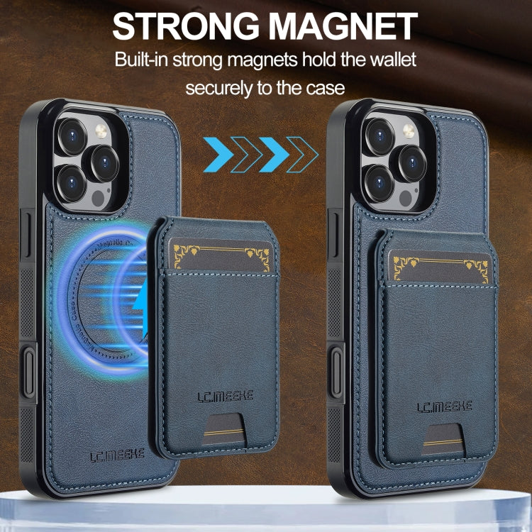 For iPhone 16 Pro Max LC.IMEEKE L3 Series Detachable RFID Card Bag Magsafe Phone Case(Blue) - free shipping - PMC Jewellery - Order now!
