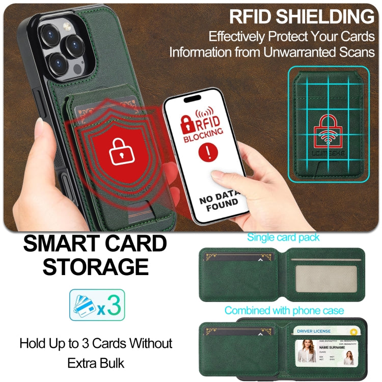 For iPhone 16 Pro LC.IMEEKE L3 Series Detachable RFID Card Bag Magsafe Phone Case(Green) - free shipping - PMC Jewellery - Order now!