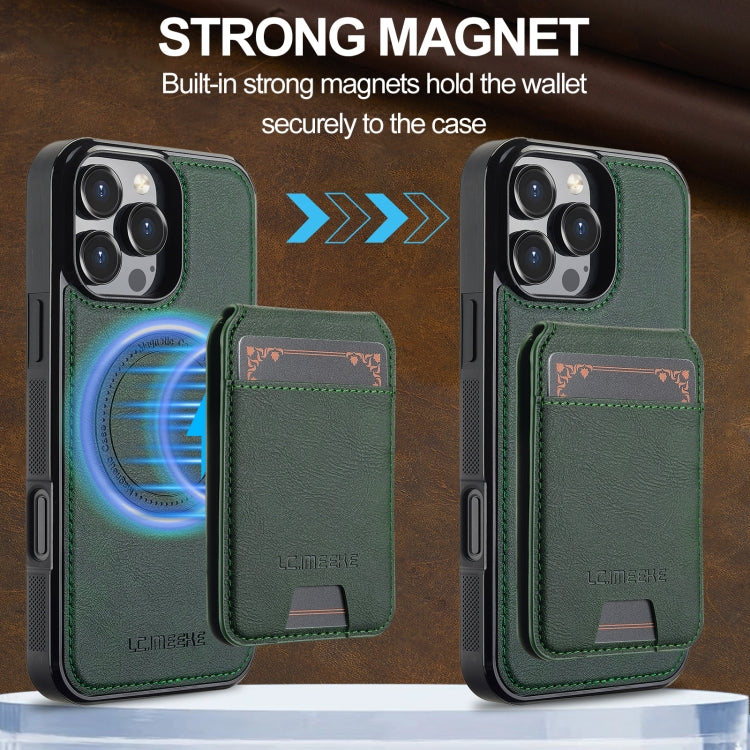 For iPhone 16 Pro LC.IMEEKE L3 Series Detachable RFID Card Bag Magsafe Phone Case(Green) - free shipping - PMC Jewellery - Order now!