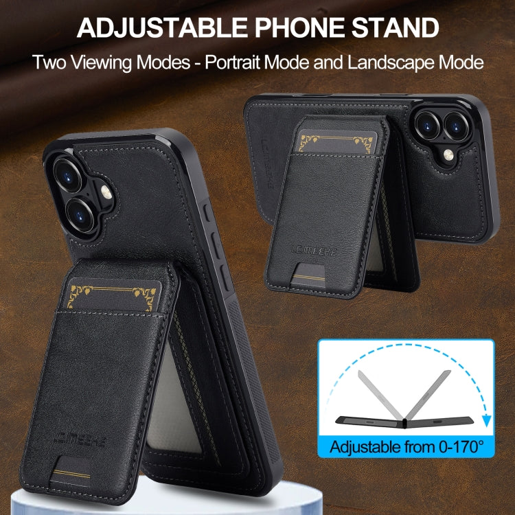 For iPhone 16 LC.IMEEKE L3 Series Detachable RFID Card Bag Magsafe Phone Case(Black) - iPhone 16 Cases by LC.IMEEKE | Online Shopping South Africa | PMC Jewellery | Buy Now Pay Later Mobicred