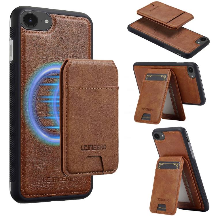 For iPhone 16e LC.IMEEKE L3 Series Detachable RFID Card Bag Magsafe Phone Case(Brown) - iPhone 16e Cases by LC.IMEEKE | Online Shopping South Africa | PMC TechLife | Buy Now Pay Later Mobicred
