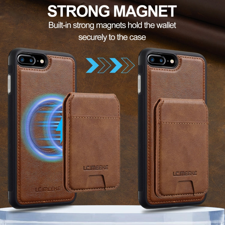 For iPhone 16e LC.IMEEKE L3 Series Detachable RFID Card Bag Magsafe Phone Case(Brown) - iPhone 16e Cases by LC.IMEEKE | Online Shopping South Africa | PMC TechLife | Buy Now Pay Later Mobicred
