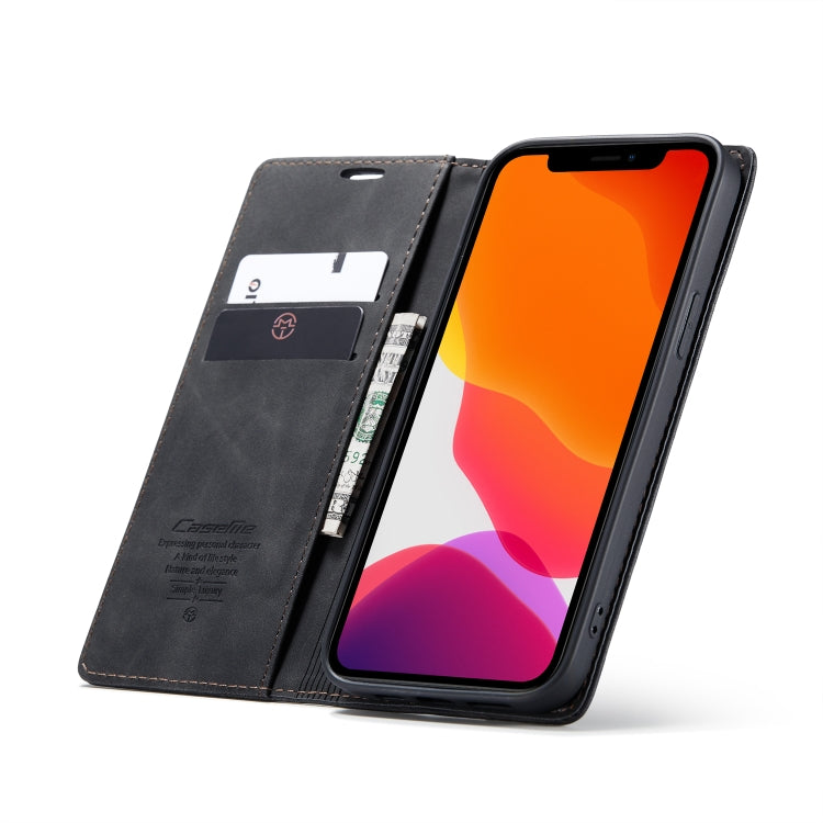 For iPhone 12 / 12 Pro CaseMe-013 Multifunctional Retro Frosted Horizontal Flip Leather Case with Card Slot & Holder & Wallet(Black) - iPhone 12 / 12 Pro Cases by CaseMe | Online Shopping South Africa | PMC Jewellery | Buy Now Pay Later Mobicred