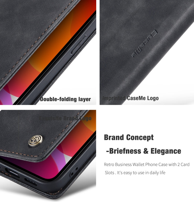 For iPhone 12 / 12 Pro CaseMe-013 Multifunctional Retro Frosted Horizontal Flip Leather Case with Card Slot & Holder & Wallet(Black) - iPhone 12 / 12 Pro Cases by CaseMe | Online Shopping South Africa | PMC Jewellery | Buy Now Pay Later Mobicred