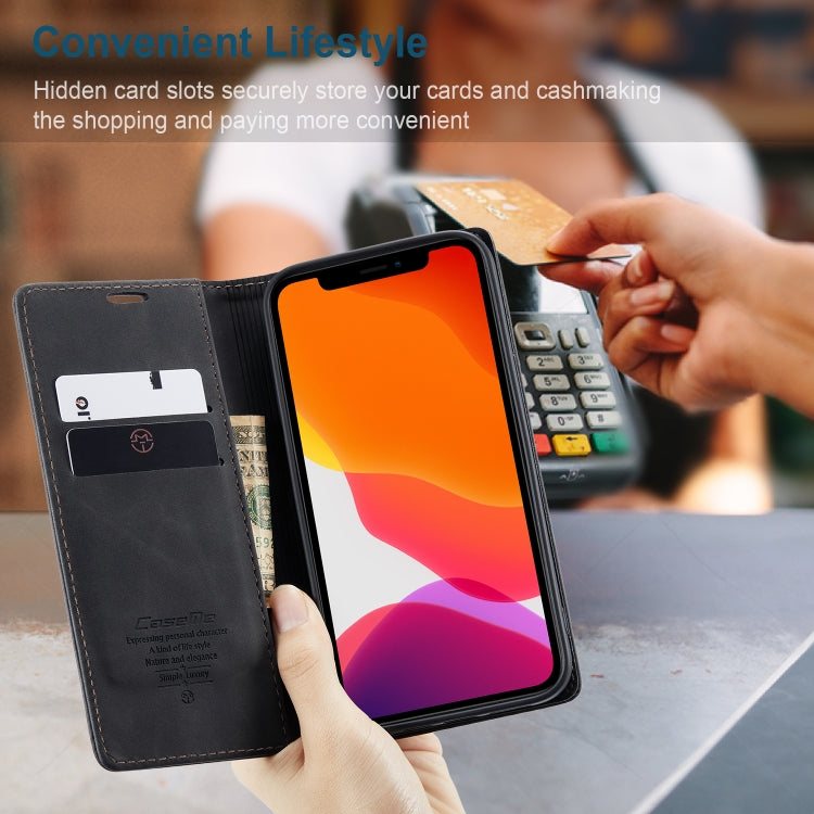 For iPhone 12 / 12 Pro CaseMe-013 Multifunctional Retro Frosted Horizontal Flip Leather Case with Card Slot & Holder & Wallet(Black) - iPhone 12 / 12 Pro Cases by CaseMe | Online Shopping South Africa | PMC Jewellery | Buy Now Pay Later Mobicred