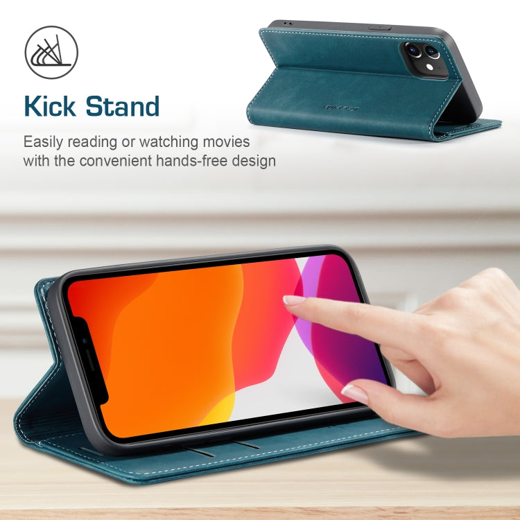 For iPhone 12 / 12 Pro CaseMe-013 Multifunctional Retro Frosted Horizontal Flip Leather Case with Card Slot & Holder & Wallet(Blue) - iPhone 12 / 12 Pro Cases by CaseMe | Online Shopping South Africa | PMC Jewellery | Buy Now Pay Later Mobicred
