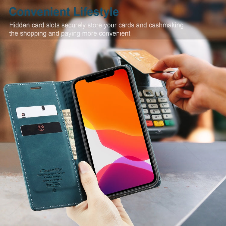 For iPhone 12 / 12 Pro CaseMe-013 Multifunctional Retro Frosted Horizontal Flip Leather Case with Card Slot & Holder & Wallet(Blue) - iPhone 12 / 12 Pro Cases by CaseMe | Online Shopping South Africa | PMC Jewellery | Buy Now Pay Later Mobicred