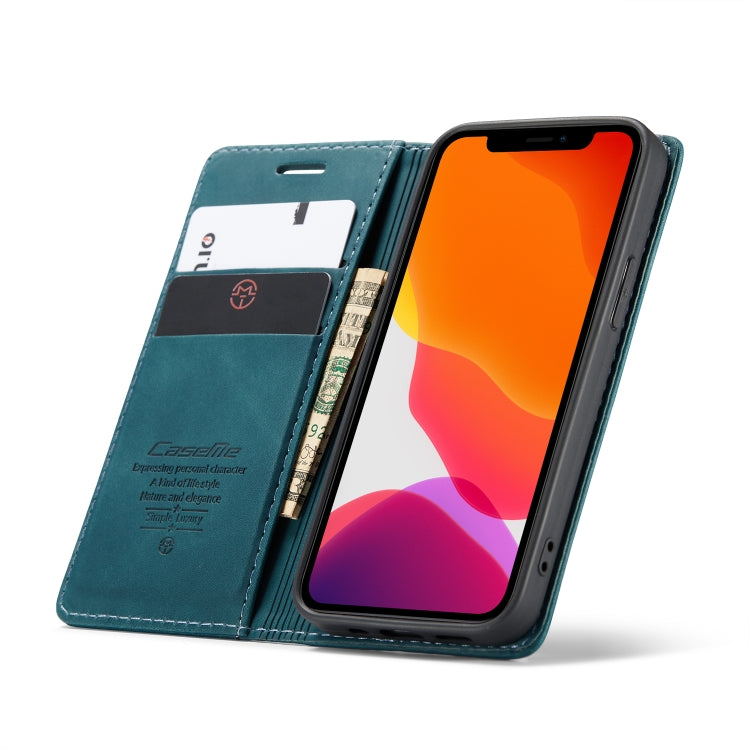 For iPhone 12 mini CaseMe-013 Multifunctional Retro Frosted Horizontal Flip Leather Case with Card Slot & Holder & Wallet(Blue) - free shipping - PMC Jewellery - Order now!