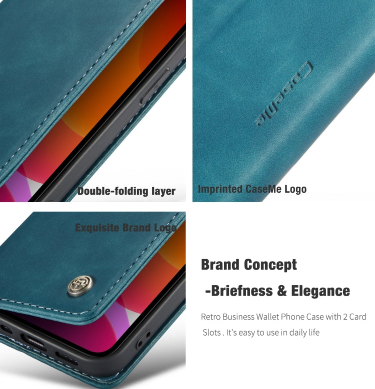 For iPhone 12 mini CaseMe-013 Multifunctional Retro Frosted Horizontal Flip Leather Case with Card Slot & Holder & Wallet(Blue) - free shipping - PMC Jewellery - Order now!