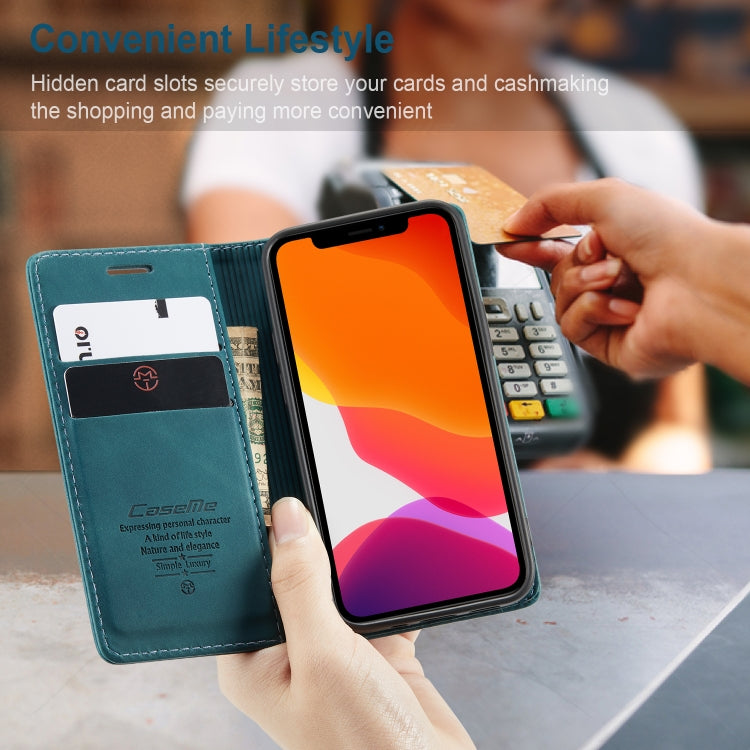 For iPhone 12 mini CaseMe-013 Multifunctional Retro Frosted Horizontal Flip Leather Case with Card Slot & Holder & Wallet(Blue) - free shipping - PMC Jewellery - Order now!