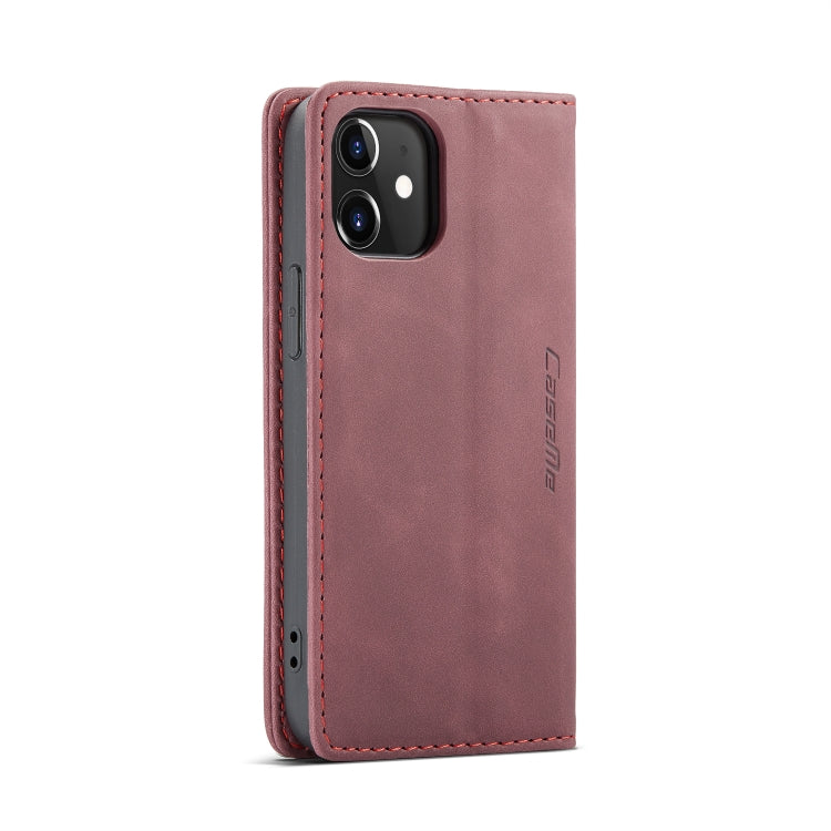 For iPhone 12 mini CaseMe-013 Multifunctional Retro Frosted Horizontal Flip Leather Case with Card Slot & Holder & Wallet(Wine Red) - free shipping - PMC Jewellery - Order now!