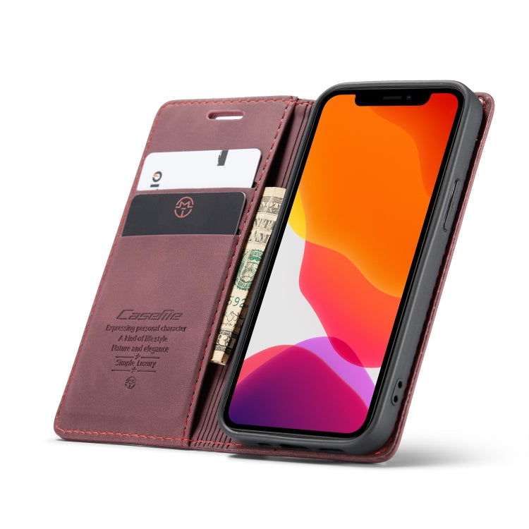 For iPhone 12 mini CaseMe-013 Multifunctional Retro Frosted Horizontal Flip Leather Case with Card Slot & Holder & Wallet(Wine Red) - free shipping - PMC Jewellery - Order now!