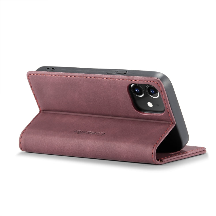 For iPhone 12 mini CaseMe-013 Multifunctional Retro Frosted Horizontal Flip Leather Case with Card Slot & Holder & Wallet(Wine Red) - free shipping - PMC Jewellery - Order now!
