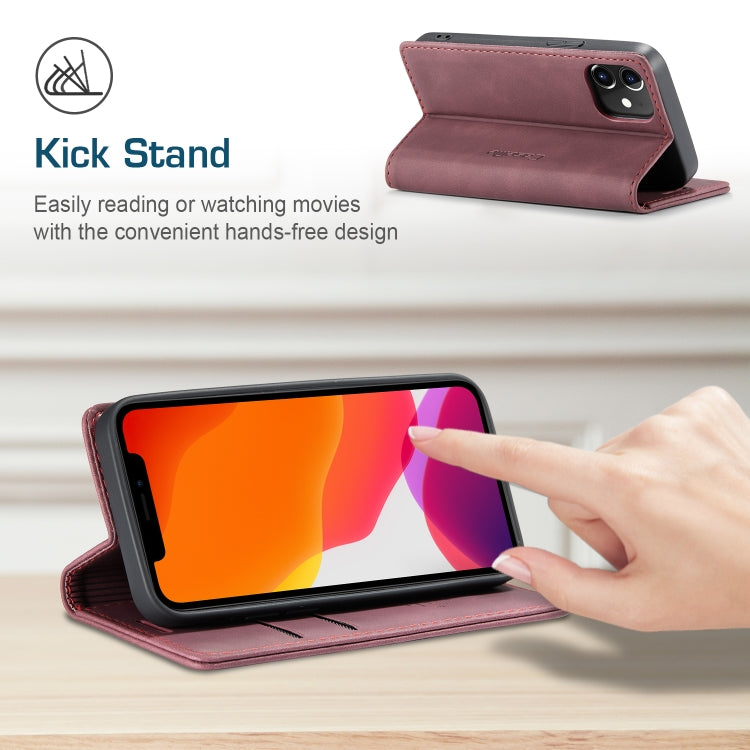 For iPhone 12 mini CaseMe-013 Multifunctional Retro Frosted Horizontal Flip Leather Case with Card Slot & Holder & Wallet(Wine Red) - free shipping - PMC Jewellery - Order now!
