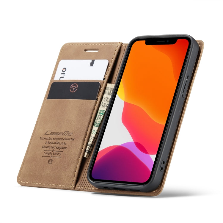 For iPhone 12 mini CaseMe-013 Multifunctional Retro Frosted Horizontal Flip Leather Case with Card Slot & Holder & Wallet(Brown) - iPhone 12 mini Cases by CaseMe | Online Shopping South Africa | PMC Jewellery | Buy Now Pay Later Mobicred