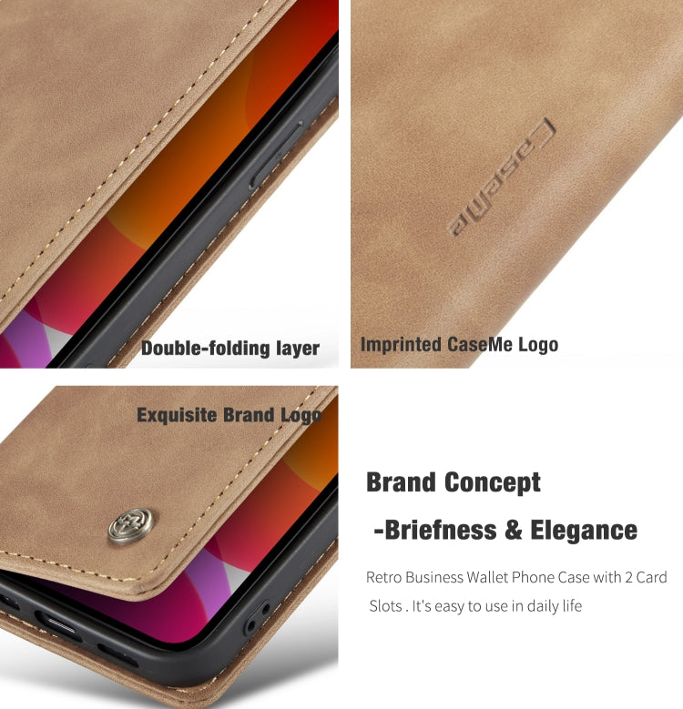For iPhone 12 mini CaseMe-013 Multifunctional Retro Frosted Horizontal Flip Leather Case with Card Slot & Holder & Wallet(Brown) - iPhone 12 mini Cases by CaseMe | Online Shopping South Africa | PMC Jewellery | Buy Now Pay Later Mobicred