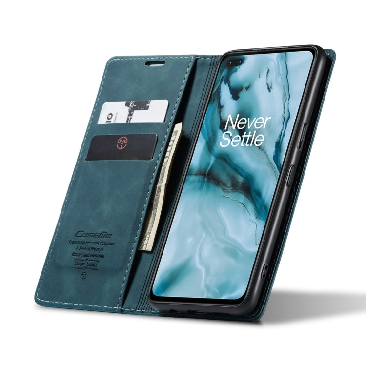 For OnePlus Nord CaseMe-013 Multifunctional Retro Frosted Horizontal Flip Leather Case with Card Slot & Holder & Wallet(Blue) - OnePlus Cases by CaseMe | Online Shopping South Africa | PMC Jewellery | Buy Now Pay Later Mobicred