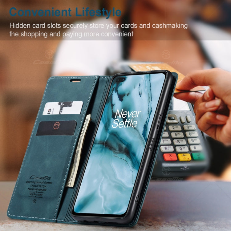 For OnePlus Nord CaseMe-013 Multifunctional Retro Frosted Horizontal Flip Leather Case with Card Slot & Holder & Wallet(Blue) - OnePlus Cases by CaseMe | Online Shopping South Africa | PMC Jewellery | Buy Now Pay Later Mobicred