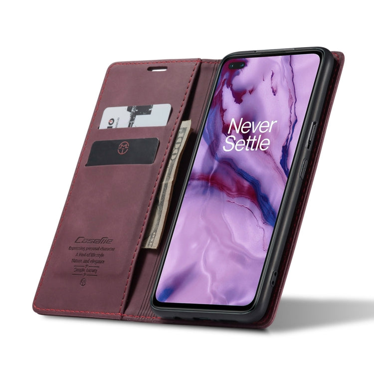 For OnePlus Nord CaseMe-013 Multifunctional Retro Frosted Horizontal Flip Leather Case with Card Slot & Holder & Wallet(Wine Red) - OnePlus Cases by CaseMe | Online Shopping South Africa | PMC TechLife | Buy Now Pay Later Mobicred
