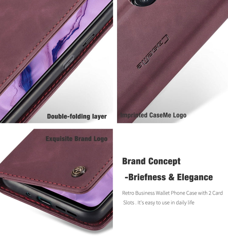 For OnePlus Nord CaseMe-013 Multifunctional Retro Frosted Horizontal Flip Leather Case with Card Slot & Holder & Wallet(Wine Red) - OnePlus Cases by CaseMe | Online Shopping South Africa | PMC TechLife | Buy Now Pay Later Mobicred