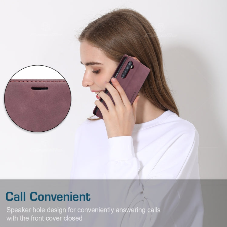 For OnePlus Nord CaseMe-013 Multifunctional Retro Frosted Horizontal Flip Leather Case with Card Slot & Holder & Wallet(Wine Red) - OnePlus Cases by CaseMe | Online Shopping South Africa | PMC TechLife | Buy Now Pay Later Mobicred