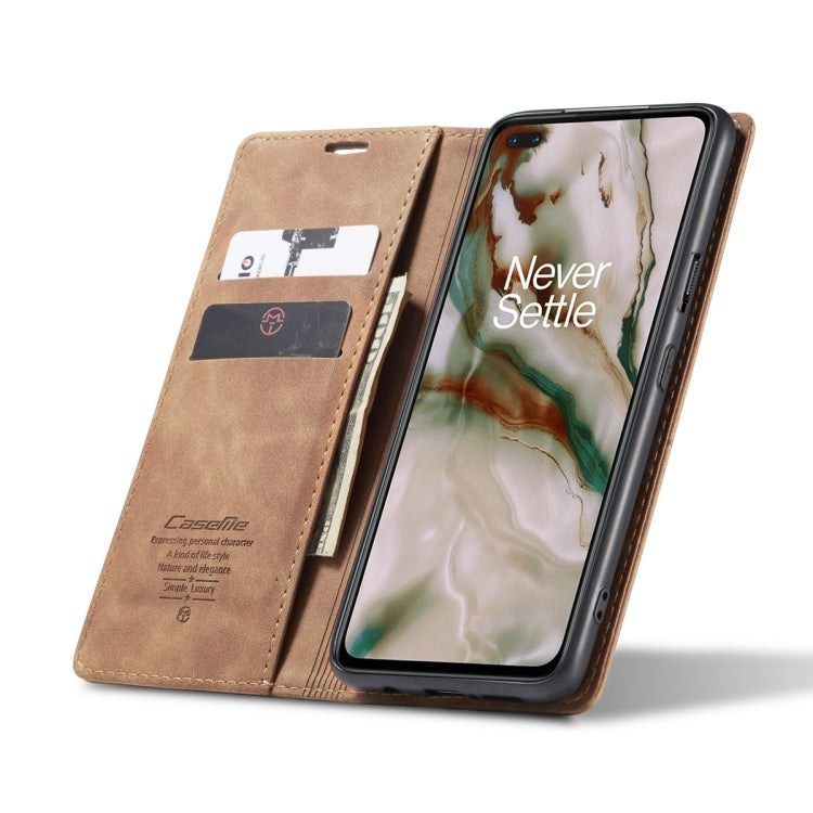 For OnePlus Nord CaseMe-013 Multifunctional Retro Frosted Horizontal Flip Leather Case with Card Slot & Holder & Wallet(Brown) - OnePlus Cases by CaseMe | Online Shopping South Africa | PMC Jewellery | Buy Now Pay Later Mobicred