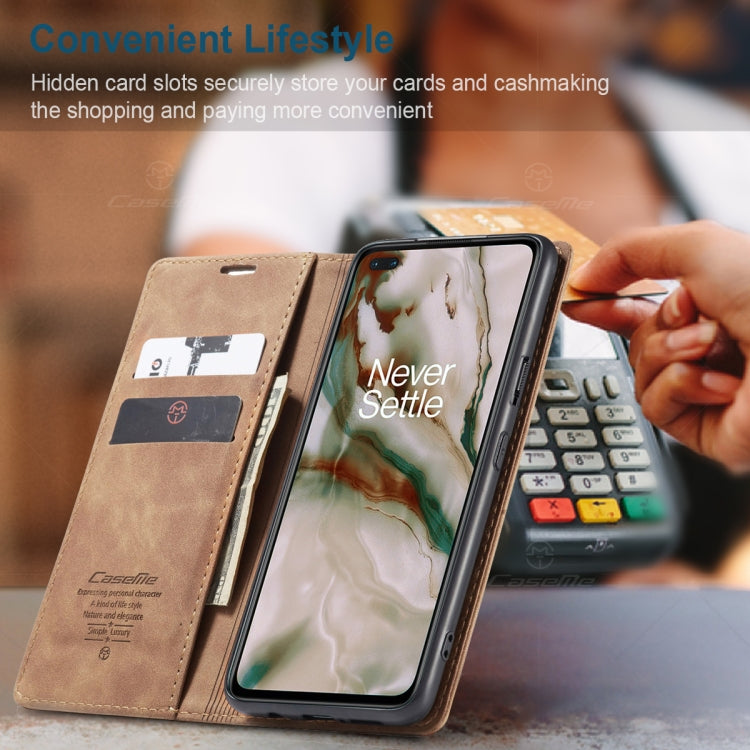For OnePlus Nord CaseMe-013 Multifunctional Retro Frosted Horizontal Flip Leather Case with Card Slot & Holder & Wallet(Brown) - OnePlus Cases by CaseMe | Online Shopping South Africa | PMC Jewellery | Buy Now Pay Later Mobicred