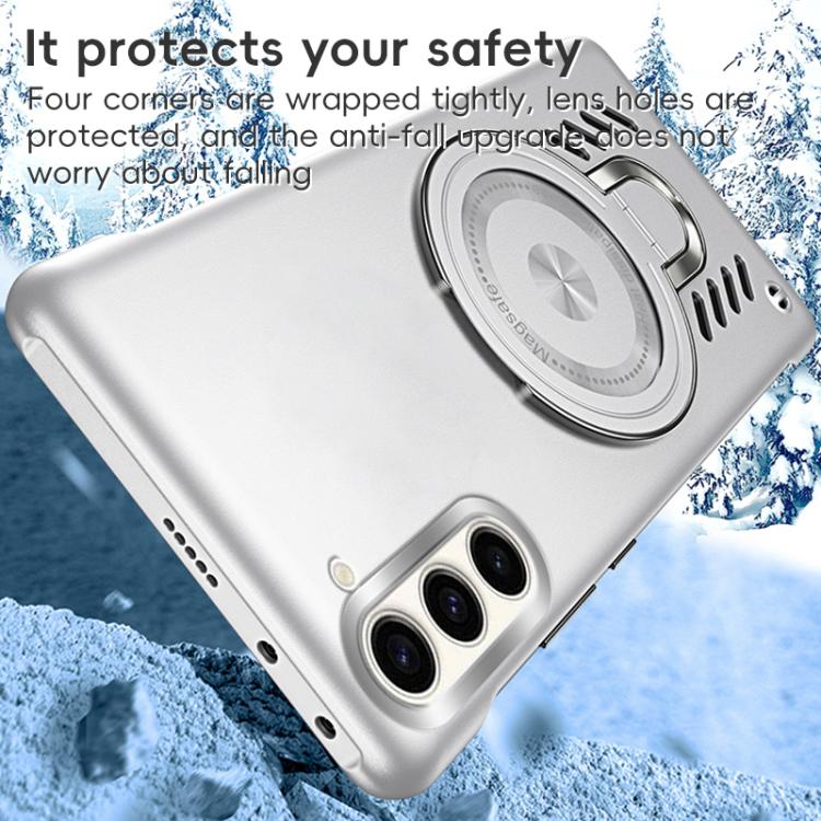 For Samsung Galaxy S25 5G Ice Sense Series Graphene Cooling MagSafe Holder Phone Case(Black) - Galaxy S25 5G Cases by PMC TechLife | Online Shopping South Africa | PMC TechLife | Buy Now Pay Later Mobicred