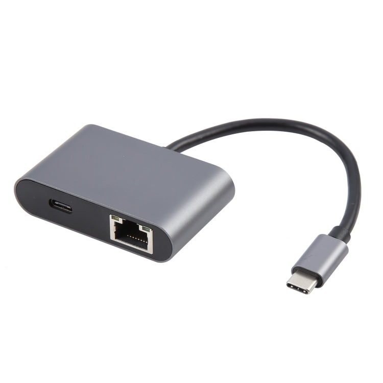 4 in 1 USB-C / Type-C 3.1 to RJ45, PD and USB x 2 Ethernet Adapter Cable(Grey) - Cable & Adapters by PMC TechLife | Online Shopping South Africa | PMC TechLife | Buy Now Pay Later Mobicred