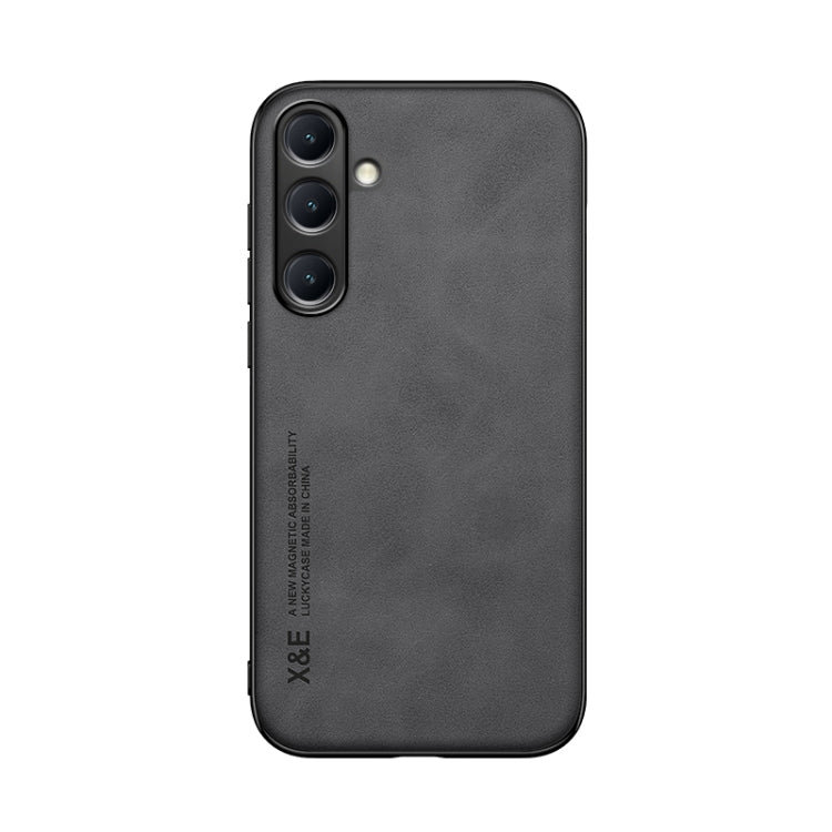 For Samsung Galaxy S25 5G Skin Feel Magnetic Leather Back Phone Case(Dark Grey) - Galaxy S25 5G Cases by PMC Jewellery | Online Shopping South Africa | PMC Jewellery | Buy Now Pay Later Mobicred