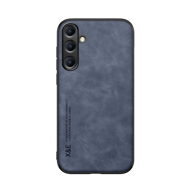 For Samsung Galaxy S25+ 5G Skin Feel Magnetic Leather Back Phone Case(Blue) - free shipping - PMC Jewellery - Order now!