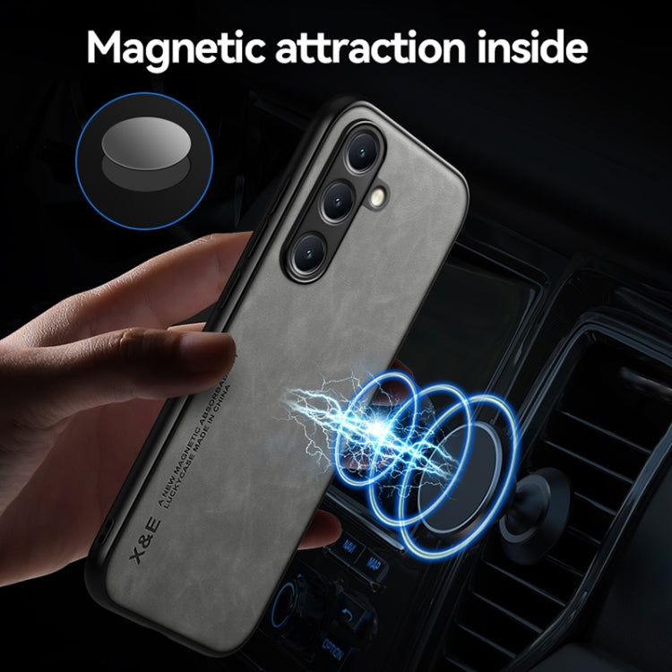 For Samsung Galaxy S25+ 5G Skin Feel Magnetic Leather Back Phone Case(Blue) - free shipping - PMC Jewellery - Order now!
