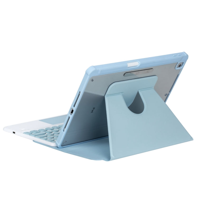 For iPad Pro 11 2024 YL13-A 360 Rotation Acrylic Transparent Round Keycap Bluetooth Keyboard Leather Case With Touch Control(Blue) - For iPad Pro by PMC Jewellery | Online Shopping South Africa | PMC Jewellery | Buy Now Pay Later Mobicred